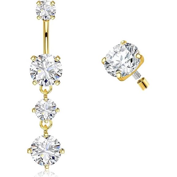 Jstyle Titanium Dangle Belly Button Rings for Women