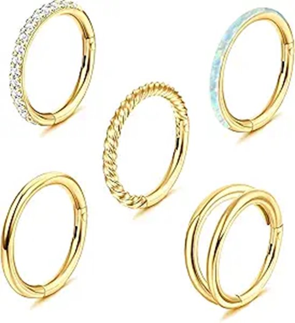 Jstyle 5Pcs Surgical Steel Nose Ring Set for Women