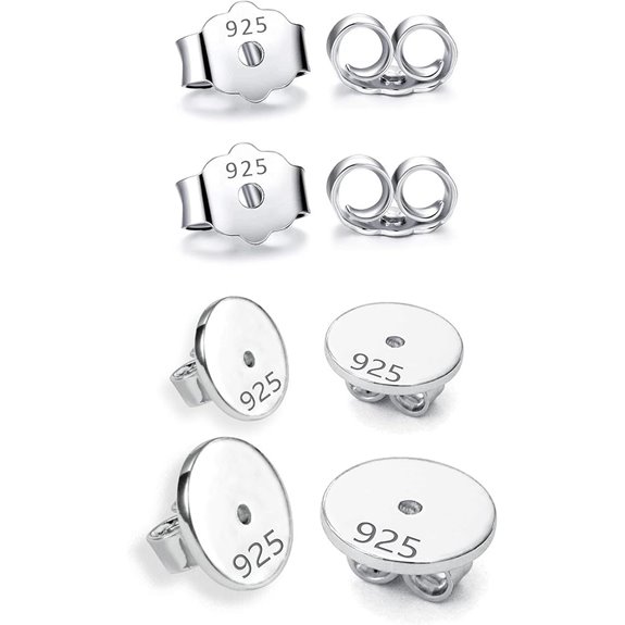 Sterling Silver Earring Backs for Studs (4 Pairs)