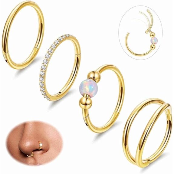 4PCS Surgical Steel Nose Ring Hoop Set