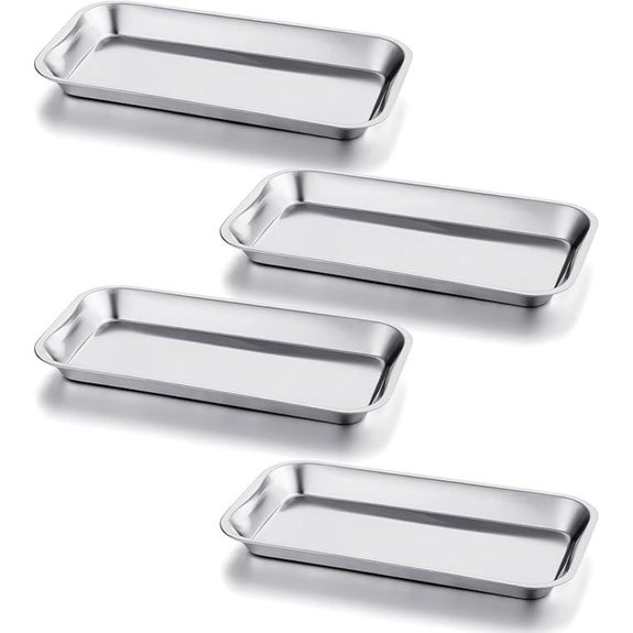GETTON 4 Pack Small Stainless Steel Surgical Trays