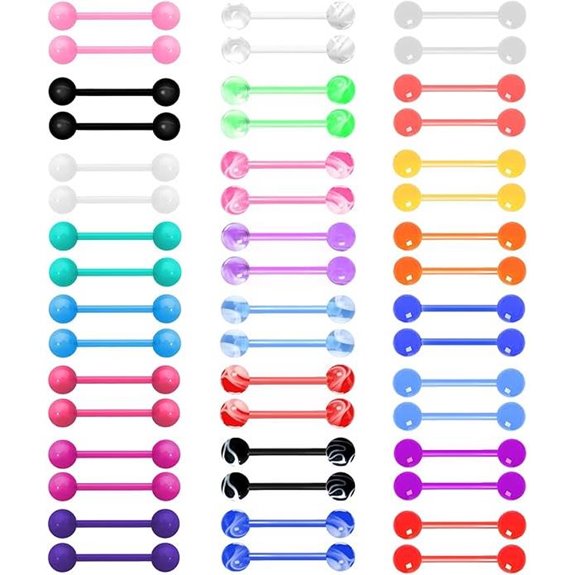 48Pcs 14G Glow-in-Dark Acrylic Tongue Barbell Jewelry
