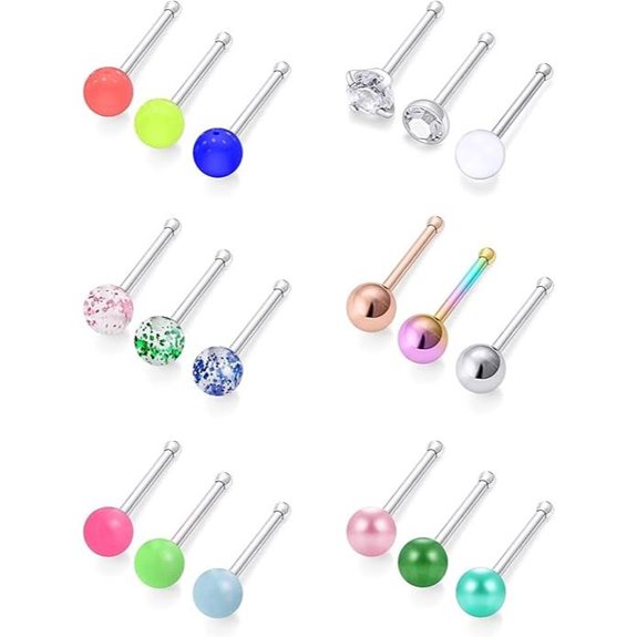 Cisyozi 18G Glow Nose Stud with Pearl and Balls