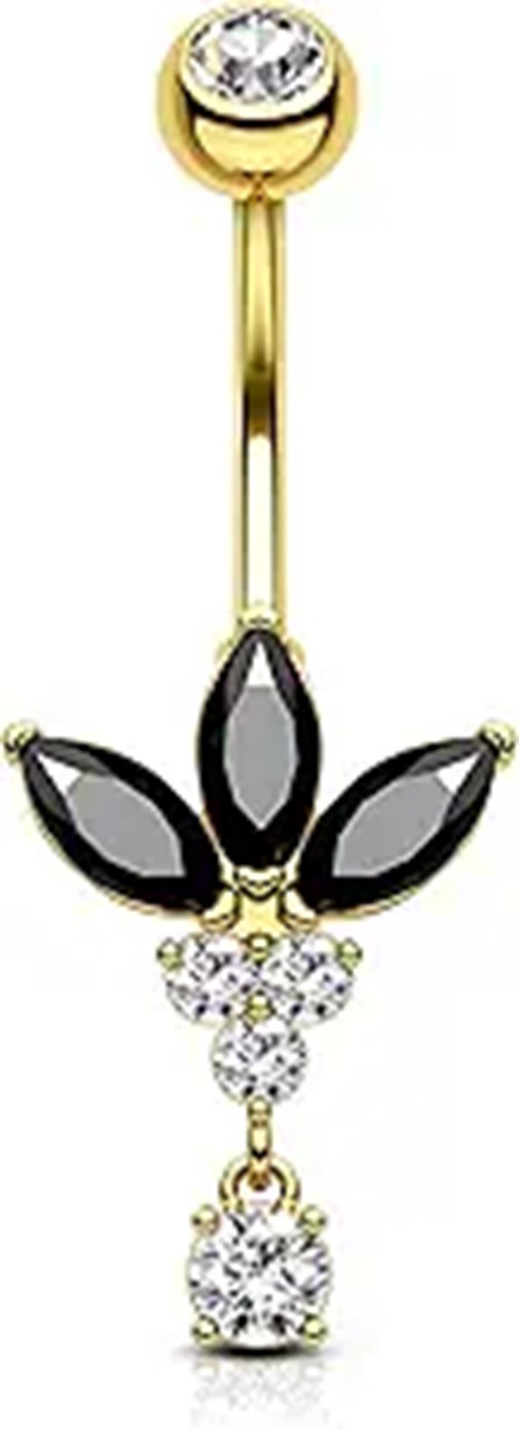 COCHARM Black Lotus Belly Button Rings 14G Gold