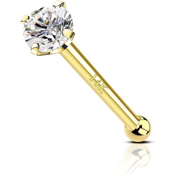 COCHARM 14K Gold Bone L Nose Stud Jewelry