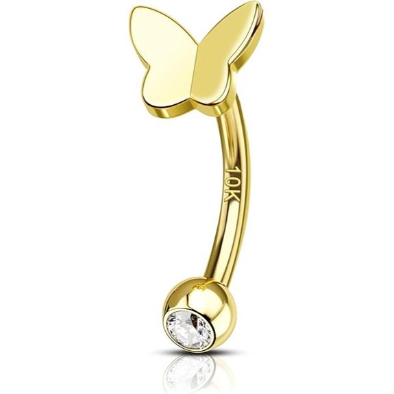 COCHARM 10K Gold Butterfly Belly Button Rings