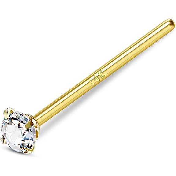 COCHARM Fishtail Nose Ring 14k Gold CZ Piercing