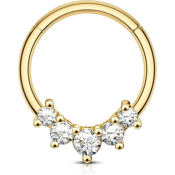 COCHARM Gold Septum Ring with CZ for Women Men