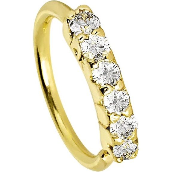 Diamond 6-Stone Nose Hoop in 14K Gold