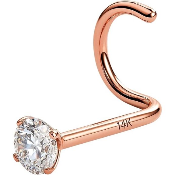 EternalDia 14K Gold Diamond Nose Studs for Men & Women