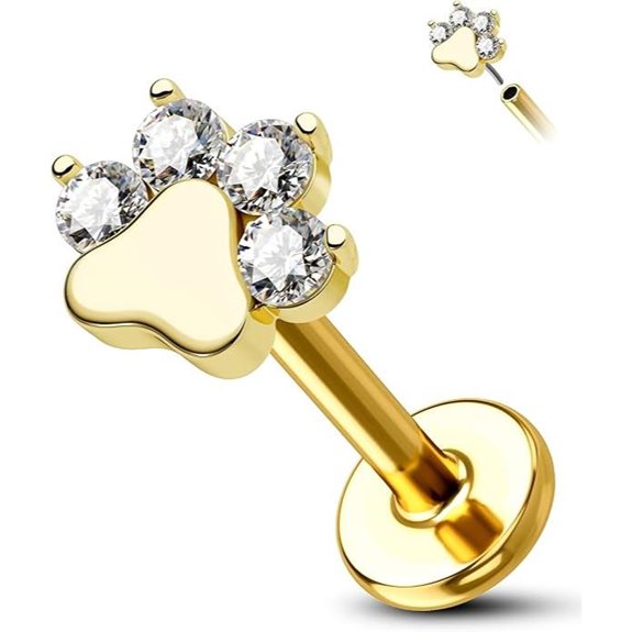 Cocharm 14K Gold Dog Paw Cartilage Earring