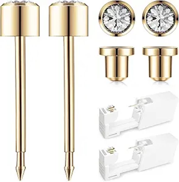 Gold Ear Piercing Kit with Safe Disposable Gun