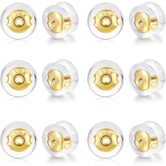 18K Gold Earring Backs for Studs 12 Pcs