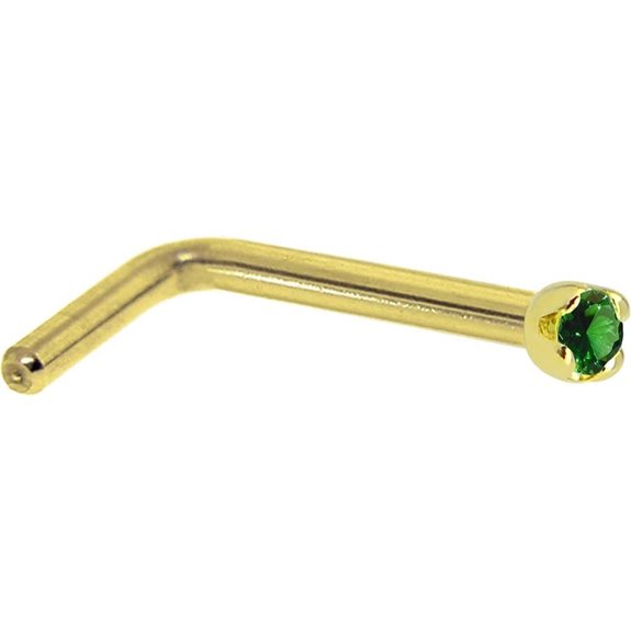 14k Gold Emerald Nose Stud Ring (18G 1/4)