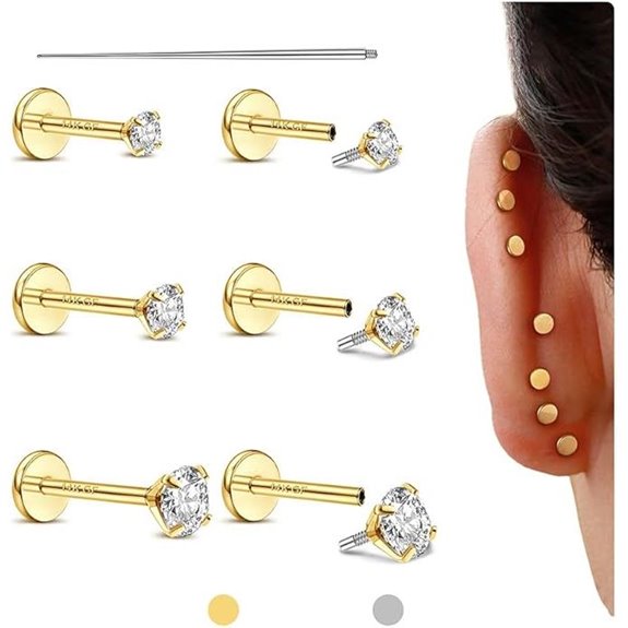 14K Gold Filled Ear Studs Hypoallergenic Nose Rings