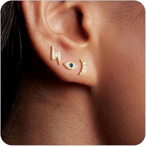 Gold Flat Back Earrings Set for Women