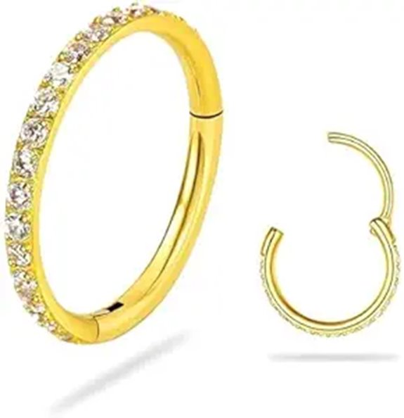 SmileBelle 14K Gold Hinged Nose Rings (8mm 6mm 10mm)
