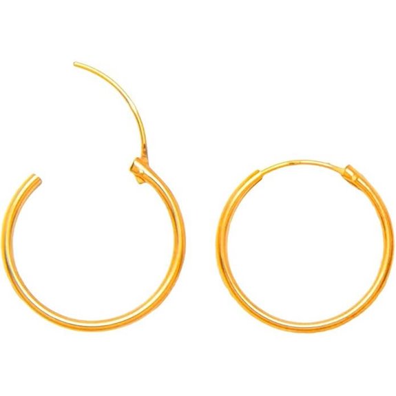 14K Gold Continuous Endless Hinged Hoop Earrings (1.5mm Tube)