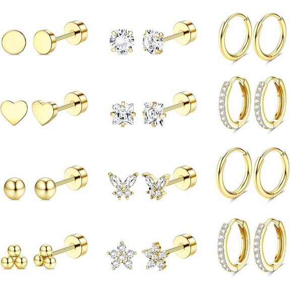 Jstyle Gold Plated Hypoallergenic Earrings for Sensitive Ears