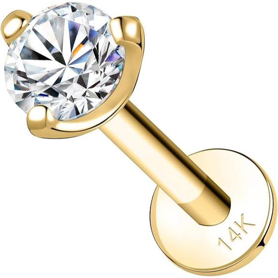 SYLWIA 14K Gold Lip & Nose Piercing Jewelry