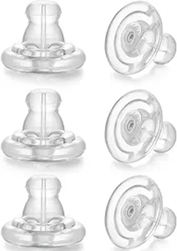 Silicone Earring Backs 6pcs Gold Locking Replacement