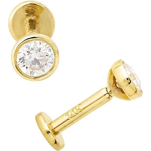 14K Gold Moissanite Labret Monroe Lip Ring