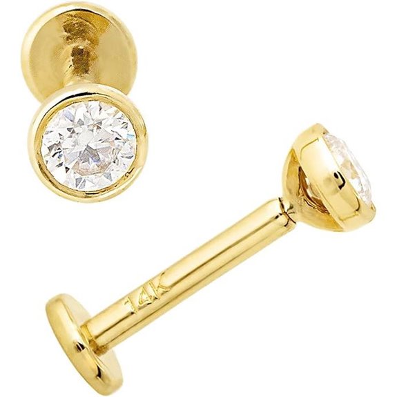 Jewelry Avalanche 14K Gold Moissanite Lip & Tragus Stud