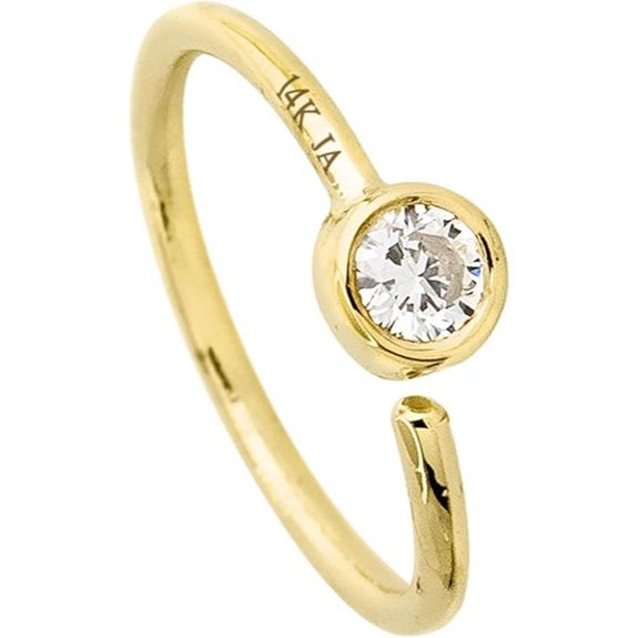 14K Gold Moissanite Nose Hoop Ring Unisex