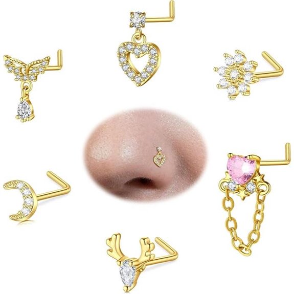 AVYRING Gold Nose Ring Stud with CZ Decor