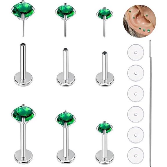 Titanium 24K Gold Plated Cartilage & Nose Piercing Set