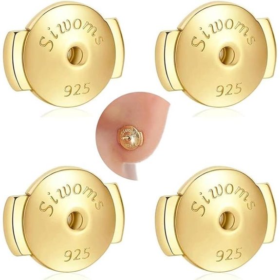 2-Pair 18K Gold Plated Locking Earring Backs