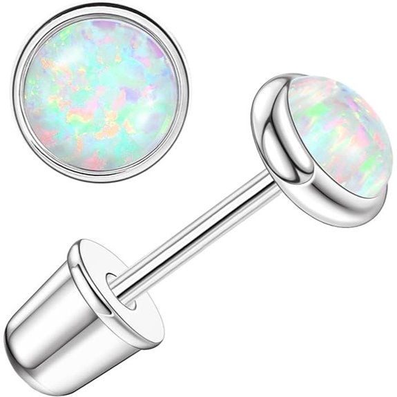 14K Gold Plated Opal Stud Earrings for Women