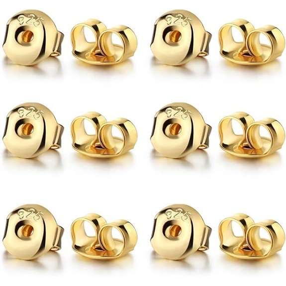14K Gold Plated Silver Earring Backs (12 Pairs)