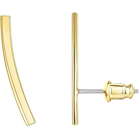 PAVOI 14K Gold Plated Sterling Silver Post Crawler Earrings Cuff Studs