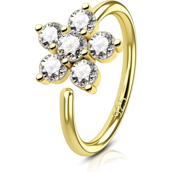 COCHARM 14K Gold Plated Silver Nose Ring Hoop