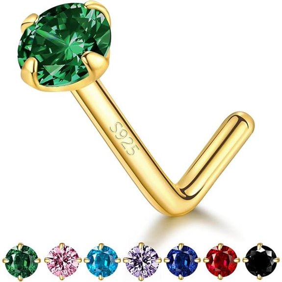 LuckyJewus 14k Gold Plated Sterling Silver Nose Studs