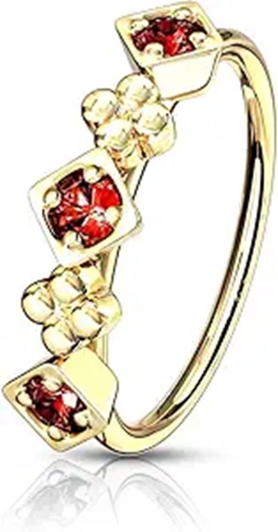 Forbidden 14k Gold Plated Steel Nose/Rook Hoop with CZ