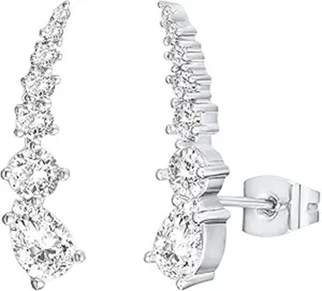 PAVOI Gold Plated Zirconia Ear Crawler Earrings