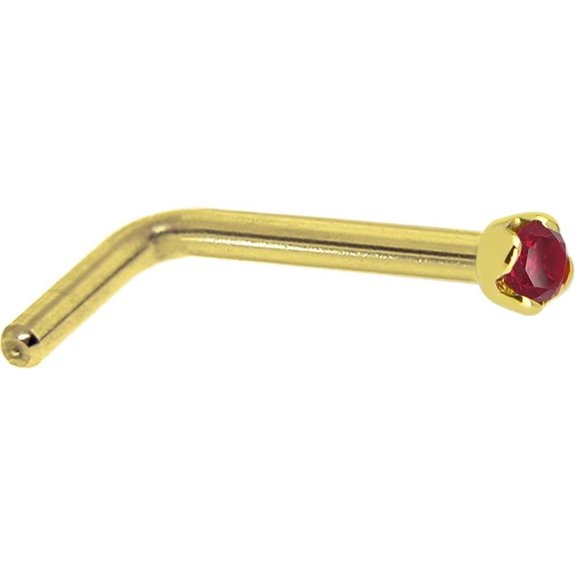Solid 14k Gold Ruby Nose Stud Ring