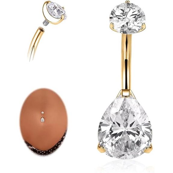 AROWRO Gold Titanium Belly Button Ring with Cubic Zircon