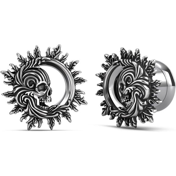 COOEAR Goth Punk Ear Jewelry Stainless Steel Gauges