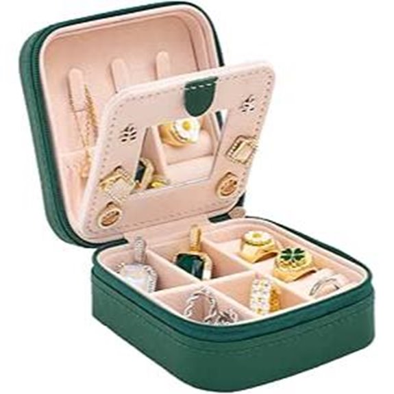 KElofoN Travel Jewelry Box with Mirror (Green)