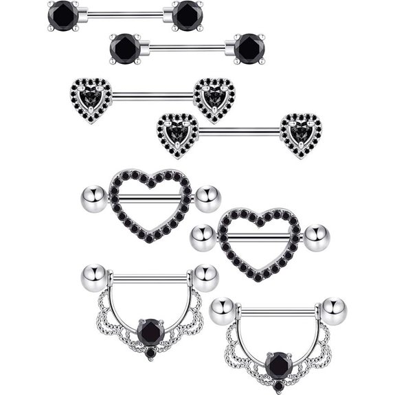 Tatuo Stainless Steel Heart Shape Nipple Tongue Rings