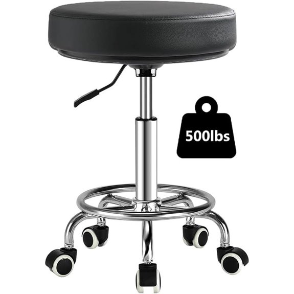 Adjustable Heavy-Duty Rolling Stool with Footrest