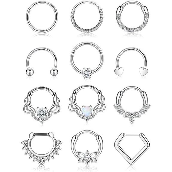 YADOCA 12pcs Septum & Tragus Rings Hypoallergenic Steel