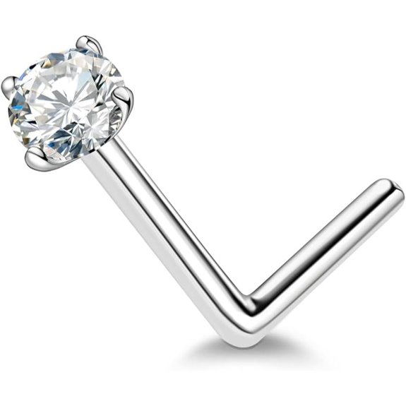 Moissanite Nose Ring in Sterling Silver Hypoallergenic