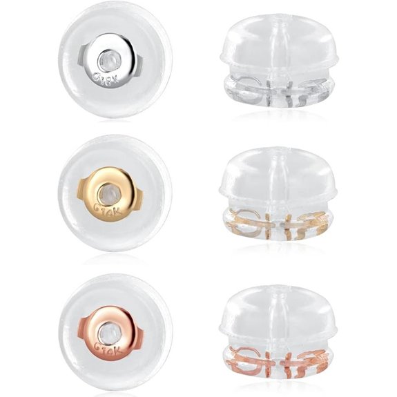Tricolor Silicone Earring Backs – Hypoallergenic Secure Comfortable
