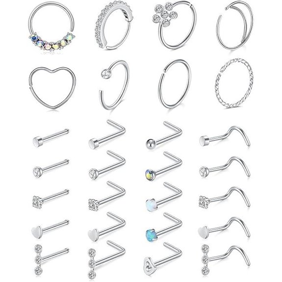 Mayhoop 20g Nose Rings Set – Hypoallergenic Steel Pack