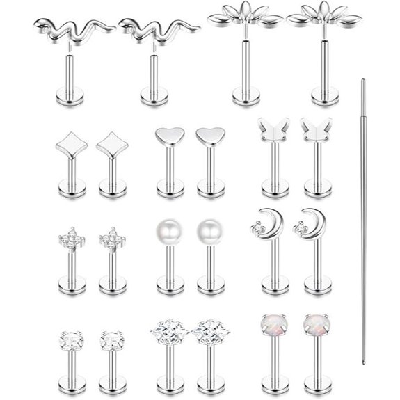 Threadless Flat Back Earrings for Women Hypoallergenic Jewelry