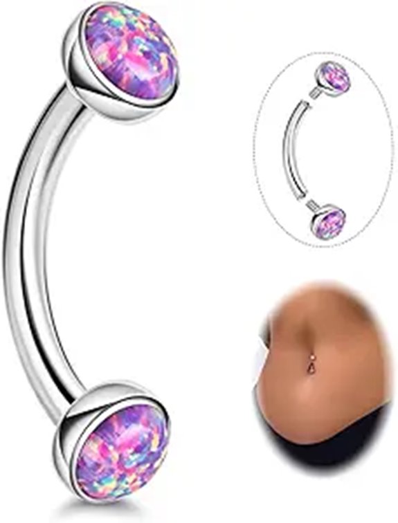 Titanium Opal Belly Button Ring for Sensitive Skin
